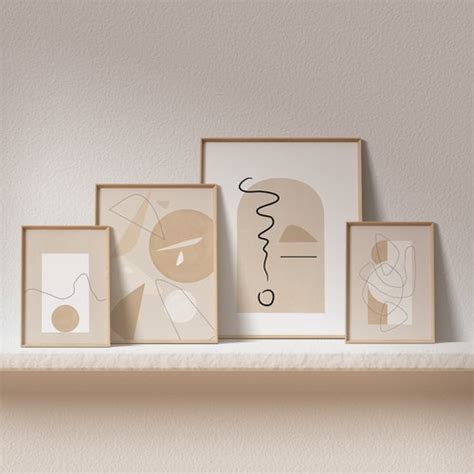 Gallery Wall Set of 4 Prints Minimalist Abstract Printable Art - Etsy India