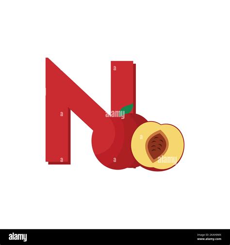 Alphabet Fruits Nectarine, Clip Art Vector, Illustration for kids ...