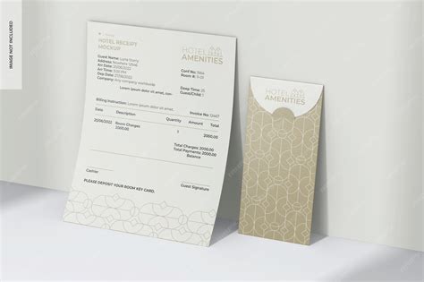 Premium PSD | Hotel receipts mockup right view