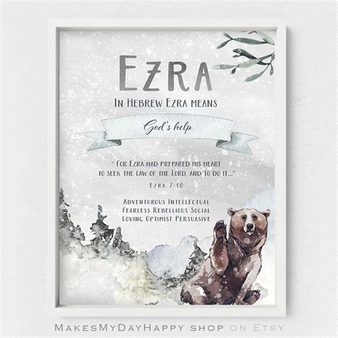 Ezra Name Meaning,biblical Meaning,forest Nature Art,beer Waving Poster ...