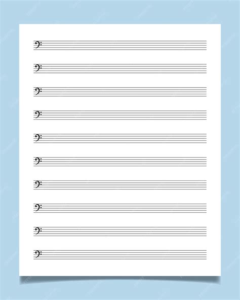 Premium Vector | Blank sheet music manuscript paper with bass clef