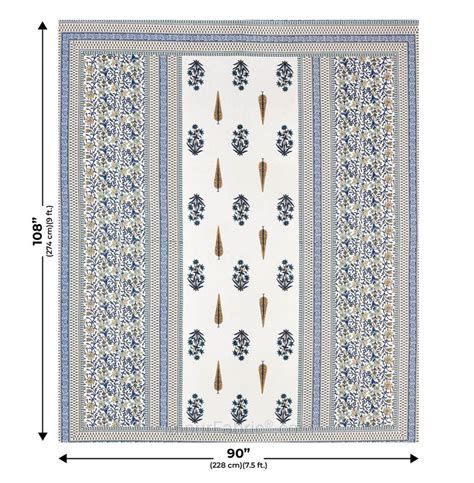Serene Symmetry Blue Block Print Pure Cotton Double Bedsheet ...