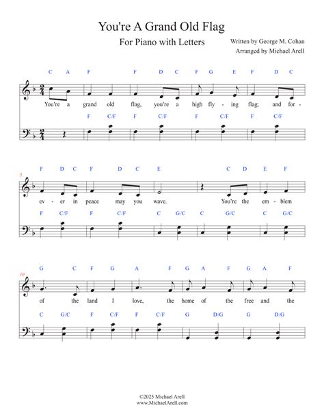 You're A Grand Old Flag for Piano (arr. Michael Arell) by George M ...