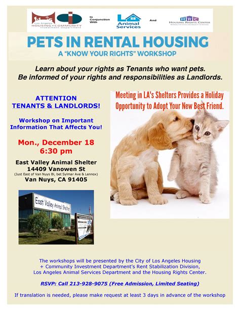 Pets in Housing Workshop at East Valley Animal Shelter on Monday Eve ...