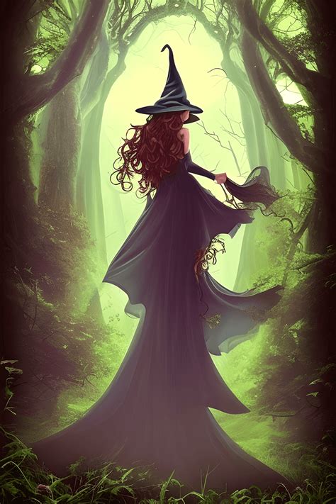 Beautiful Witch in the Woods Near a Castle · Creative Fabrica