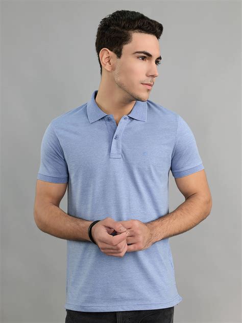 Buy Men Blue Solid Collar Half Sleeve T-Shirt Online in India - Monte Carlo