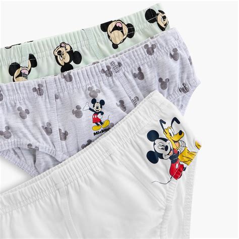 Buy Mickey Mouse Print Briefs with Elasticated Waistband - Set of 3 ...