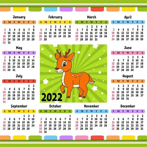 Kalender voor 2022 met een schattig karakter | Premium Vector