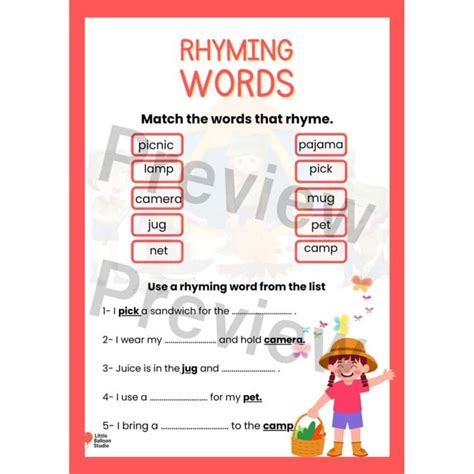Rhyme Words Out & About! | Outdoor Rhyming Worksheets | Kindergarten ...