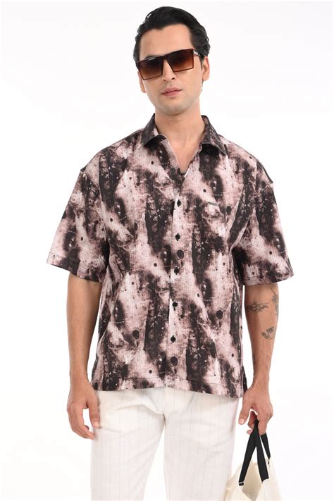 Slate Brown Digital Print Oversized Shirt – Estilocus