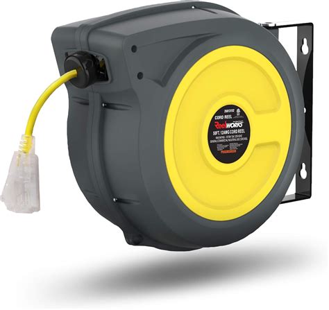 ReelWorks Cable Reel Retractable Extension Lead 50ft/15m+60inch/1.5m ...