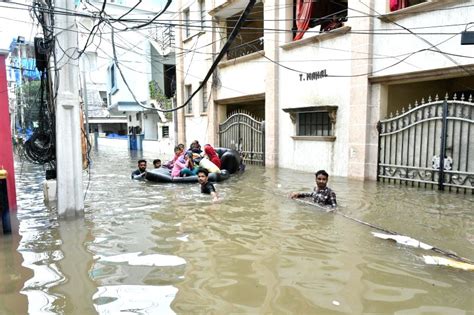 Nadeem Colony in Toli Chowki submerged under flood water after heavy rains