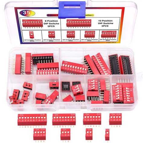Buy Taiss 35PCS DIP Switch Assorted Kit 1 2 3 4 6 8 10 Position 2.54mm ...