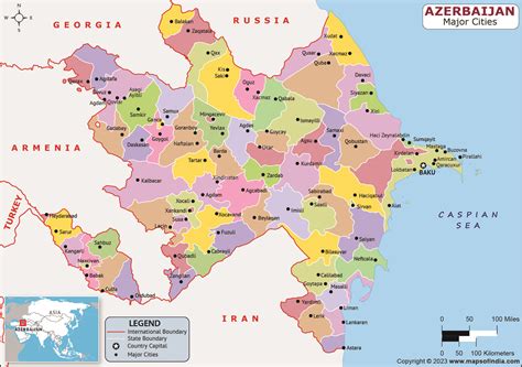 Azerbaijan Major Cities Map | List of Major Cities in Different States ...