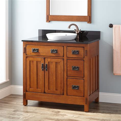 36" American Craftsman Vanity for Semi-Recessed Sink - Rustic Oak | Oak ...