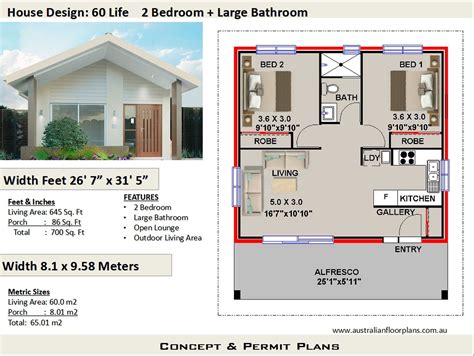 2 Bedroom House Plan 700 Sq. Feet or 65 M2 2 Small Home - Etsy Australia