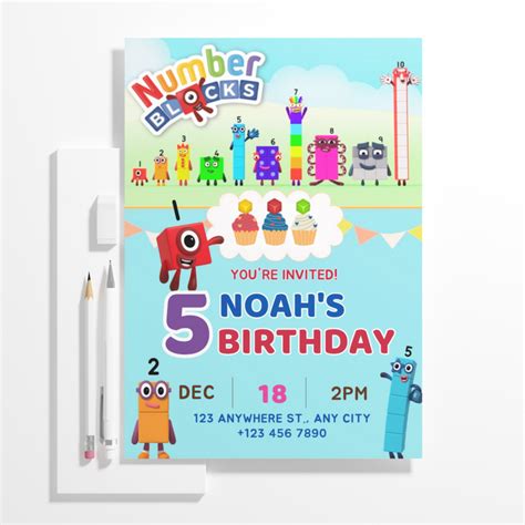Numberblocks Birthday Invitation Template – CreativeRino