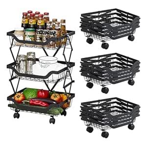 Kuber Industries 3-Layer Collapsible Kitchen Rack|Multipurpose Storage ...