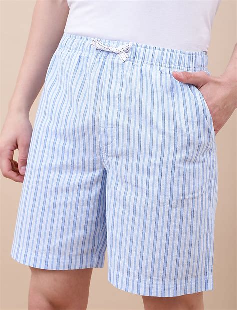 Buy Cotton Mix Striped Relaxed Fit Shorts at Marks & Spencer