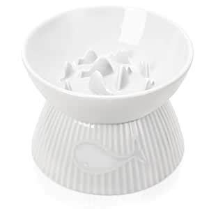 Kopmath Raised Cat Slow Feeder, Ceramic Slow Feeder Cat Bowl, Upgraded ...