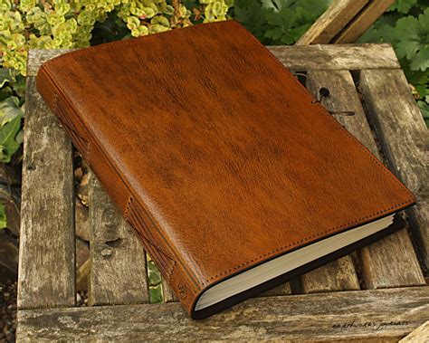 A4 Large Classic Brown Leather Bound Journal, Leather Notebook, Custom ...