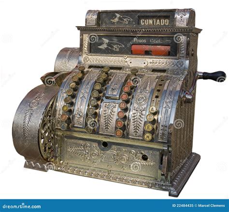 An Antique Cash Register Isolated on White. Stock Image - Image of ...