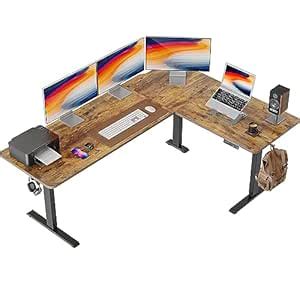 FEZIBO 75 Inches Triple Motor L Shaped Standing Desk Reversible ...