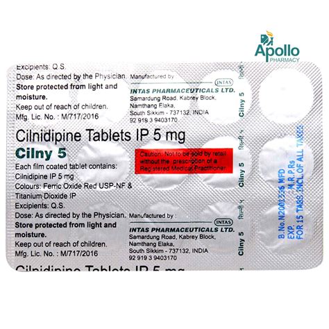 Cilny 5 Tablet 15's Price, Uses, Side Effects, Composition - Apollo ...