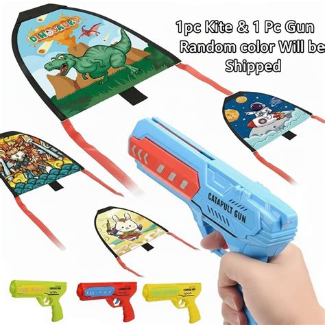 2 in 1 Kite Launcher Toy for Kids 1 Kite & 1 Gun (Random Color Will Be ...