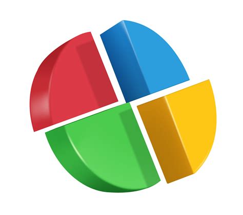 pie chart split ratio 25percent blue, red, yellow, green or designing ...