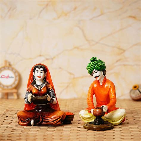 Colorful Combo of Rajasthani Craftsmen and Lady Working Statue ...