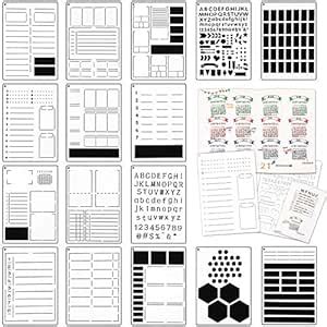 16 Pieces Journal Stencil Plastic Planner Ultimate Productivity Stencil ...