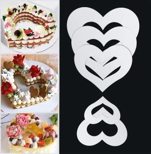IVANA'S Cake Decorating Stencils 5 Pieces Heart Shape Templates Flat ...