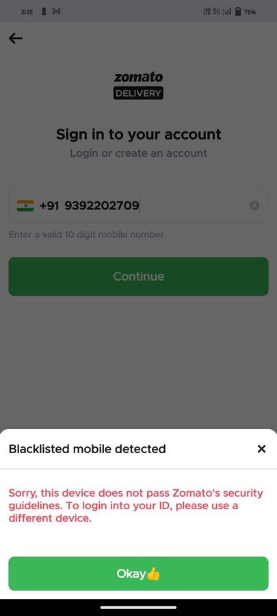 Zomato — Mobile Blacklisted by Zomato