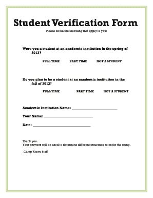 Students Verification - Fill and Sign Printable Template Online
