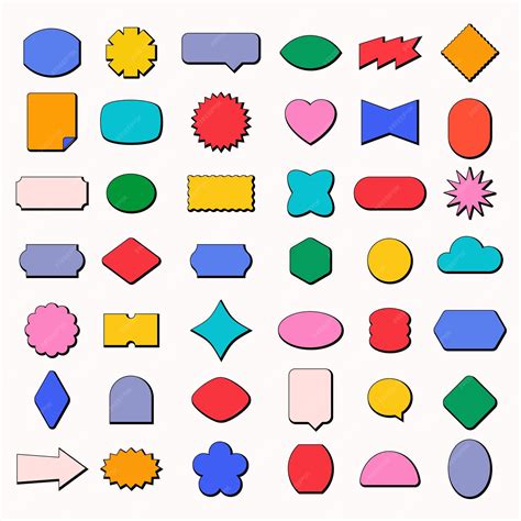 Retro stickers templates set colorfull shapes collection of blank ...