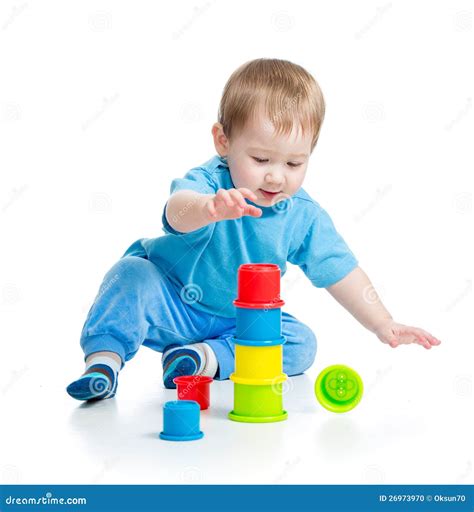 Baby Playing with Colourful Toys on Floor Stock Photo - Image of ...
