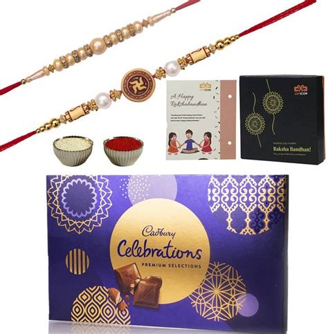 INDIAN BASICS Gifticon Set of 2 Rakhi with Chocolate Celebrations ...