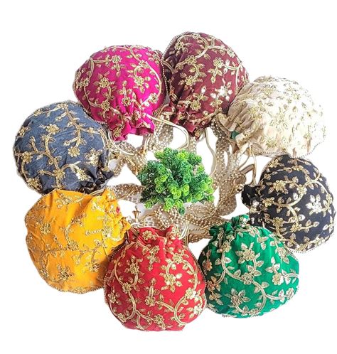 Buy THE CRAFTOPOLIS HUB Potli Bag Velvet for Ladies Traditional Indian ...