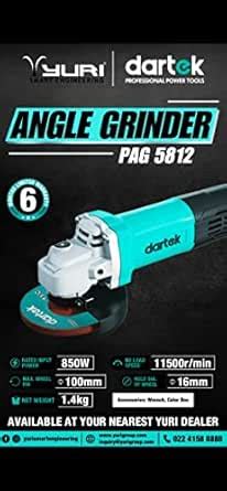 DARTEK PAG 5812 ANGLE GRINDER 850W (BACK SWITCH) : Amazon.in ...