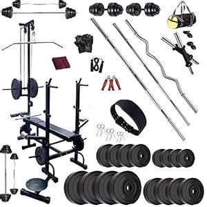 BodyFit Home Gym Set Combo, Home Gym Kit, Gym Equipment, 25-120 Kg with ...