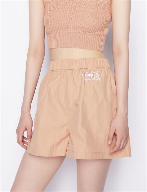 High Rise Shorts With Logo Print