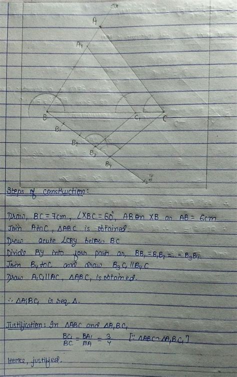 Construct a triangle ABC with BC = 7 cm,