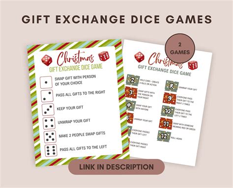 Christmas Dice Game Printable, Christmas Gift Exchange Dice Game, White ...