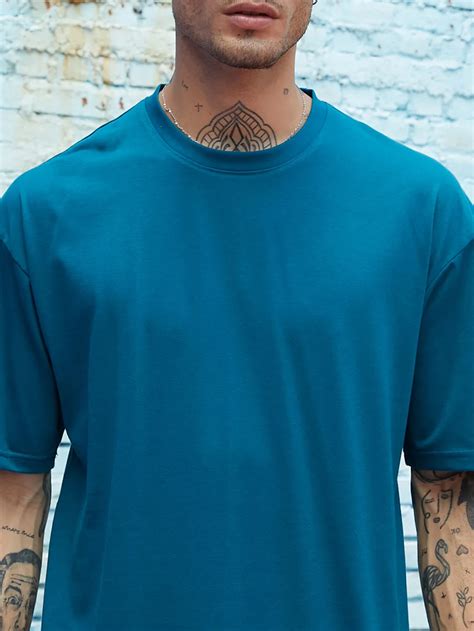 ₹1,199 | Campus Sutra Men's Oversized Solid Teal Blue Casual Co-Ord Set ...