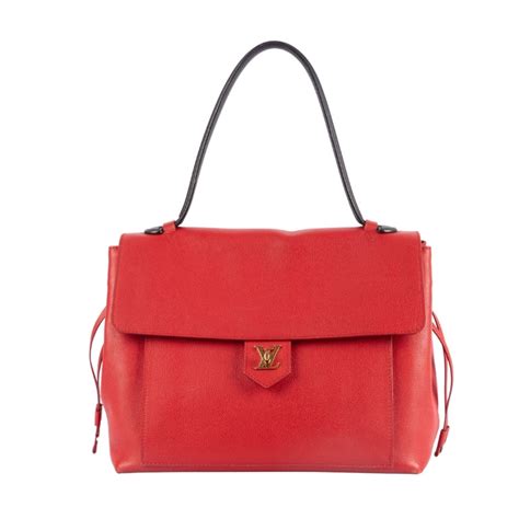 Louis Vuitton Rubis Pebbled Leather Lock me PM Tote Bag