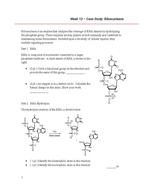 Week 12 Case Study: Ribonuclease Mechanism and Hydrolysis - Studocu
