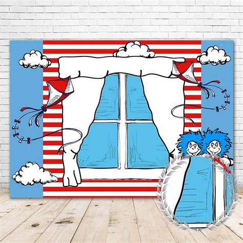 Buy YouRan Dr Seuss Thing 1 and Thing 2 Party Decorations Backdrop ...