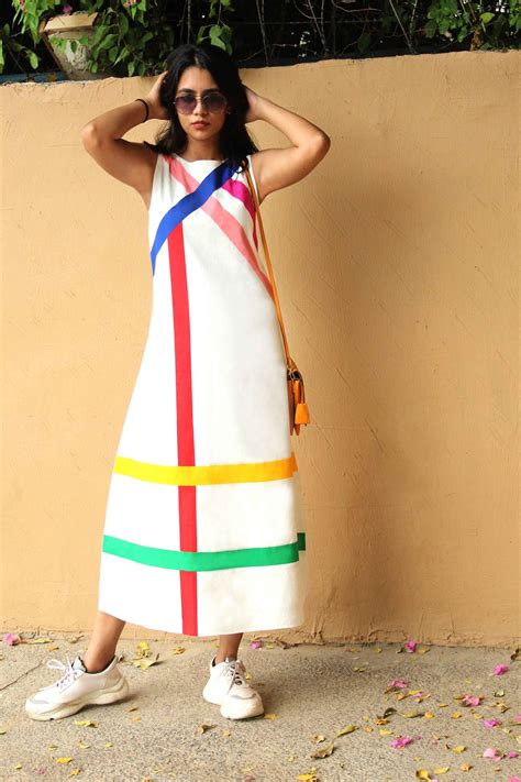 Martha Mondrian Hand Woven Cotton Derby Dress – Karmadori Private Limited