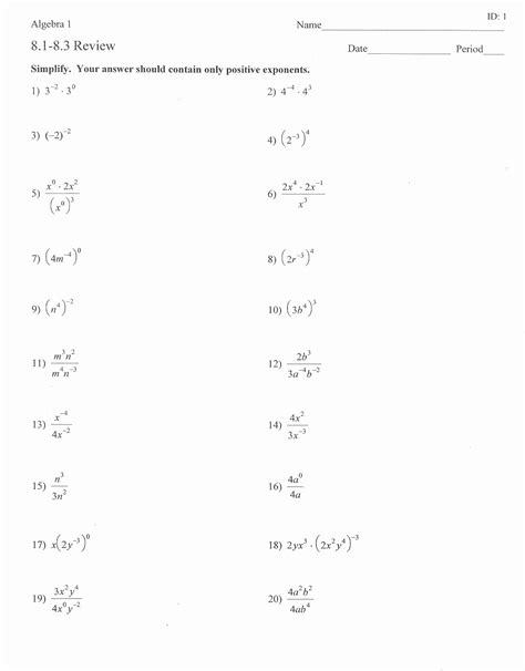 50 Negative Exponents Worksheet Pdf